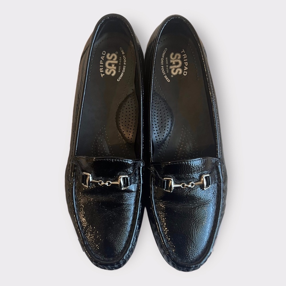SAS Metro Moccasin Loafer Black Patent Sz 9.5 Medium